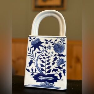 Formalities By Baum Bros Vase Basket Cobalt Blue And White